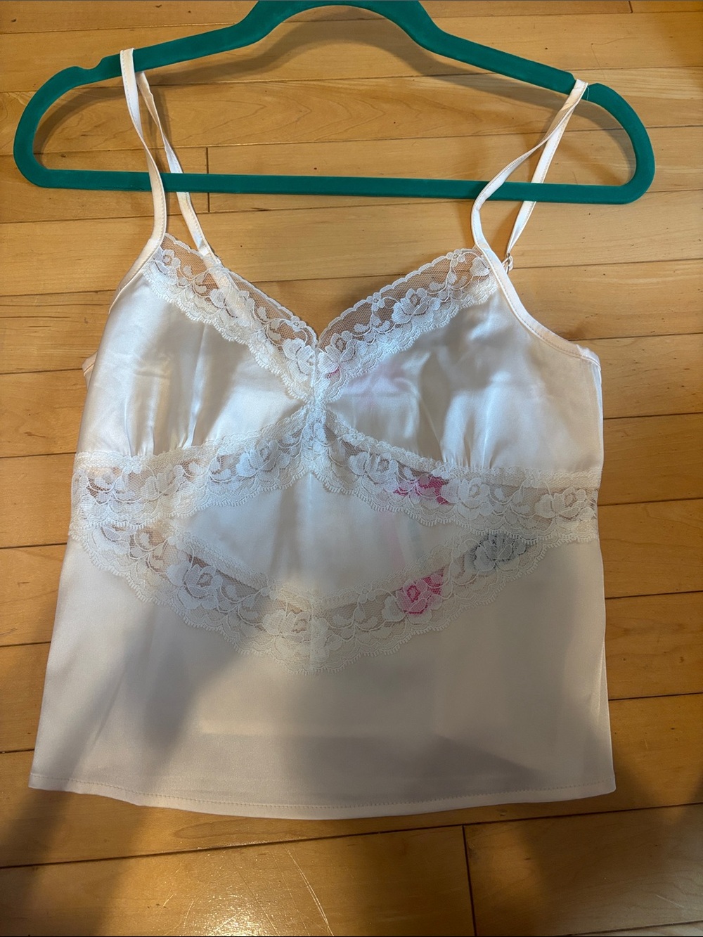 Edikted White Lace-Trim Satin Cami Top
